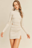 IST5189 MINI RIB KNIT SKIRT WITH SIDE SLIT AND MOCK TOP
