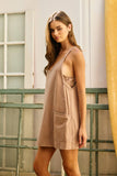 ID4288 Washed Sporty Mini Dress W Built in Romper Lining