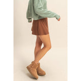 Ribbed Elastic Waist Mini Skort