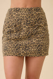 Leopard Printed Denim Mini Skort