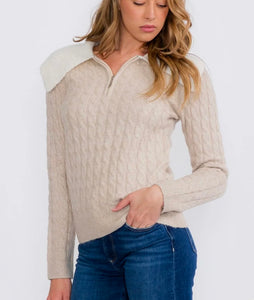 Beige Cable Knit Sweater