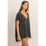 Oversized V-Neck Mineral Washed Top