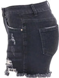 High Rise Distressed Stretch Denim Shorts for Summer