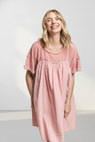 DROP SHOULDER BABYDOLL DRESS - RED3499