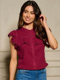 Maroon Flutter Sleeve Blouse