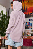 IT2283 V-neck Rounded Hem Striped Hoodie Top