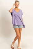 Oversized V-Neck Mineral Washed Top