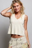 Sleeveless V neck star patch on side knit top