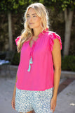 36882 Tassle Front Self Tie Ruffle Detail Top