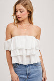 TEXTURED OFF-THE-SHOULDER TIERED CROP TOP