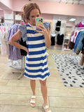 Blue And White Stripe T-Shirt Dress