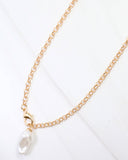 Harrodsburg Long Link Necklace with Pearl Gold