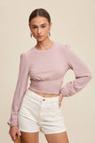 Floral Back Tie Ribbed Crop Top