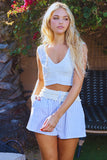P5574-1 | Contrast Detail Striped Seersucker Short