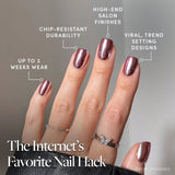 Metallic Blush Press-On Nails | Metallic Chrome Blush Nails