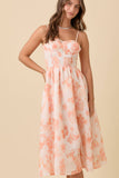 Bustier Corset Midi Floral Printed Dress