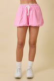 Bubble Hem Shorts With Lace Ruffle