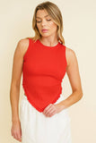SLEEVELESS TASSLE HEM KNIT TANK