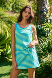 IT2681-SET | Striped Tank & Mini Skirt Bult In Shorts Set