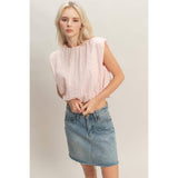 Bubble Hem Cotton Eyelet Sleeveless Top