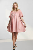 DROP SHOULDER BABYDOLL DRESS - RED3499