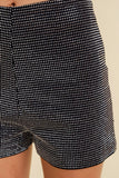 CP6126A-1 - RHINESTONE ZIP SHORTS