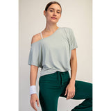 VISCOSE MODAL CROPPED OFF SHOULDER TOP