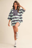 IST5983-A  STRIPED HALF ZIP TOP AND SHORTS SET