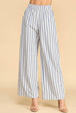 CP10119-Striped Elastic Waist Wide Leg Pants