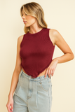 SLEEVELESS TASSLE HEM KNIT TANK