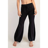 COTTON LYCRA BUBBLED FLARE PANTS