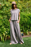 R5096D  Solid Scuba Open Front Wide Leg Jumpsuit