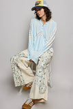 Mixed-Fabric Feminine Look Floral Lace Trim Long Sleeve