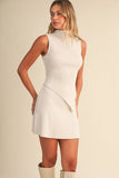 IST6664 HIGH NECKLINE ASYMMETRIC HEM SLEEVELESS SWEATERSET