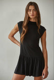 Knit Polyester Rayon Spandex Mock Neck Mini Dress