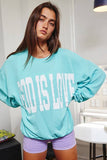 T1770-GOD | 'GOD IS LOVE' Print Oversized Graphic Top