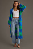 Royal Blue & Green Striped Duster Cardigan