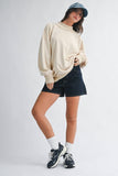 9164HK Oversized Mock Neck Washed Sweatshirt