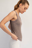 MINERAL WASHED COTTON RIB SLEEVELESS TANK