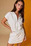 PX19518 Zip Front Lounge Vest Skirt Set
