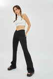 Overlapped Waist Band Pull On Flare Jegging [AB38924BLK]