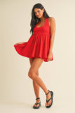 IR2198 HALTER BABYDOLL ROMPER WITH BIKER SHORTS