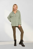 LONG PUFF SLEEVES HOODIE TUNIC TOP - RET3056PD