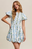 Floral Puff Sleeve Smocked Dress