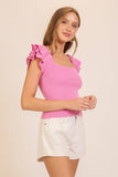 Spring Ruffle Tiered Sweater Top