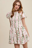 Floral Puff Sleeve Smocked Dress