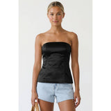 Tailored Long Satin Tube Top
