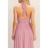 Halter Neck Smocked Maxi Dress