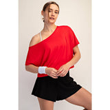 VISCOSE MODAL CROPPED OFF SHOULDER TOP