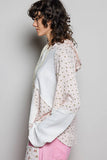 Mixed-Fabric Feminine Look Floral Lace Trim Long Sleeve